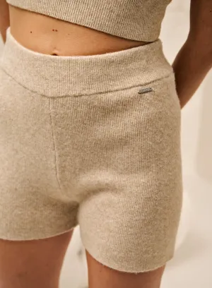 Beige Soft Knit Shorts