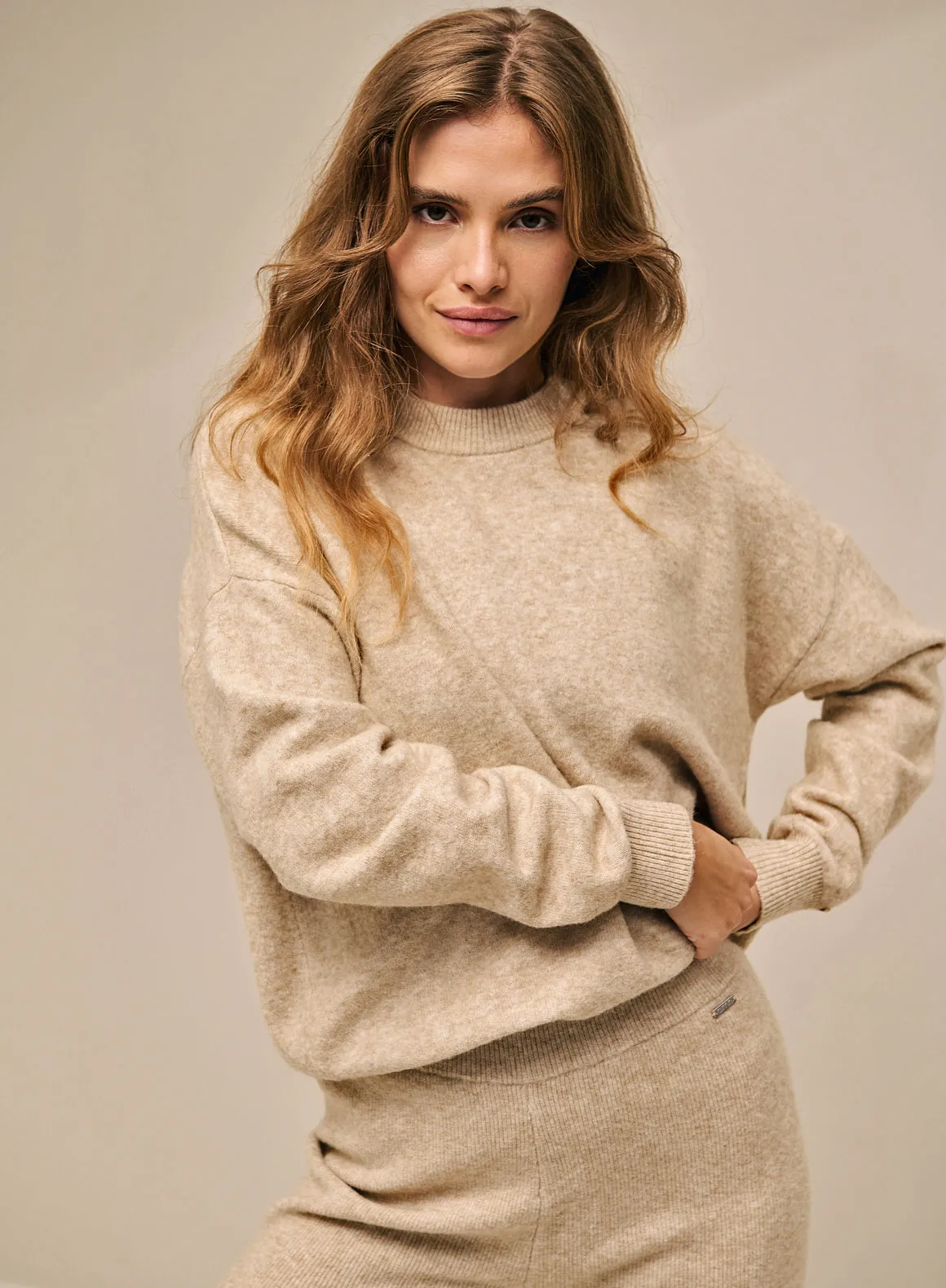 Beige Soft Knit Shorts