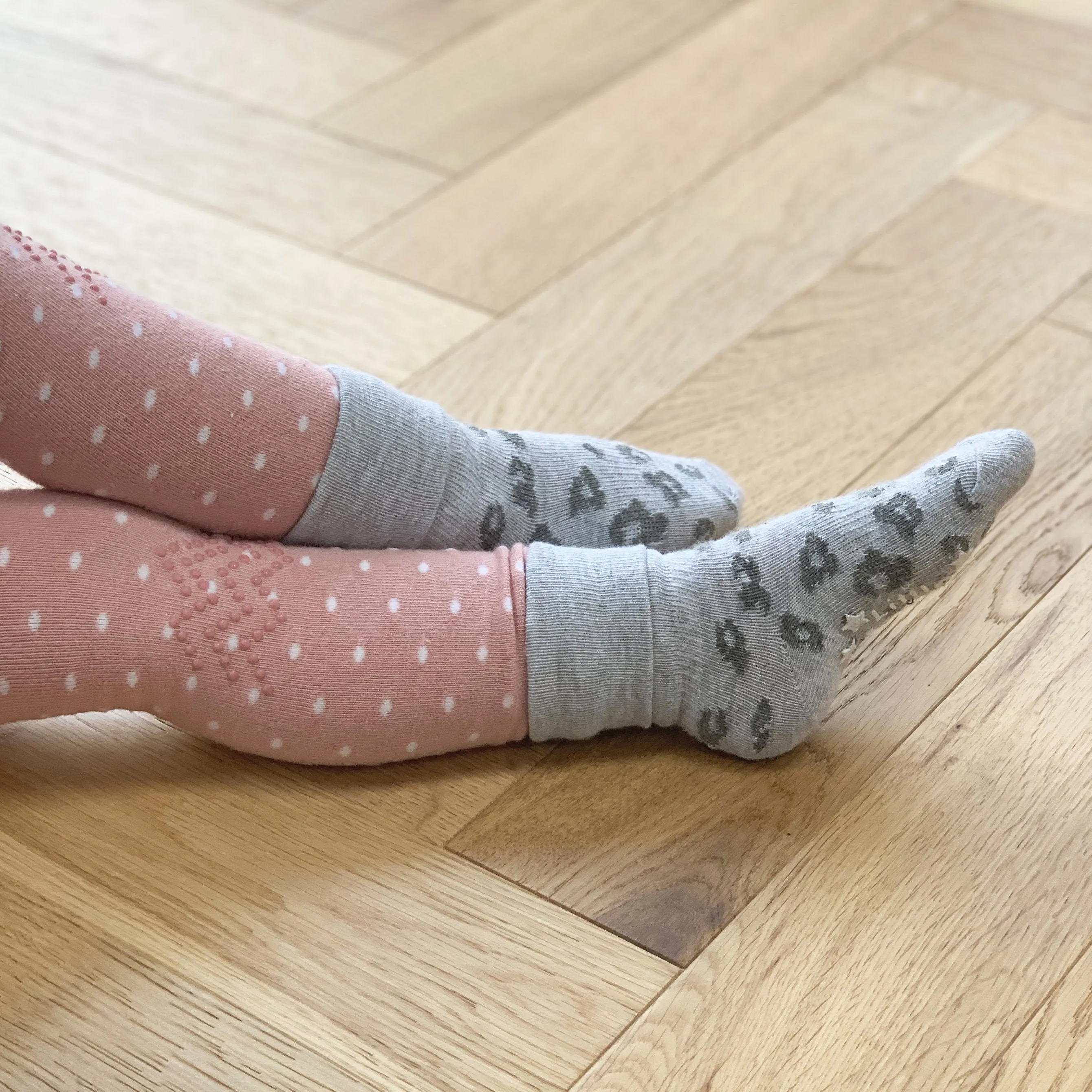 Non-Slip Stay On Socks in Grey Animal