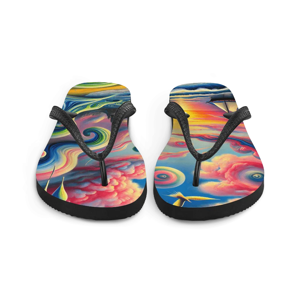 Pink Solitude Surreal Flip-Flops