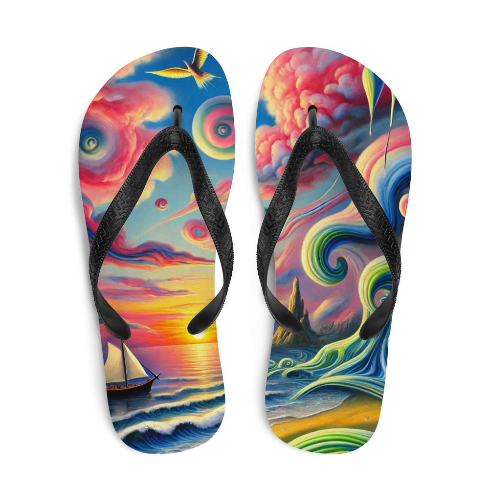 Pink Solitude Surreal Flip-Flops